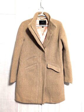 J. Crew Women's Italian Nello Gori Wool Blend Coat sz 4 VGC Camel Color Full Zip